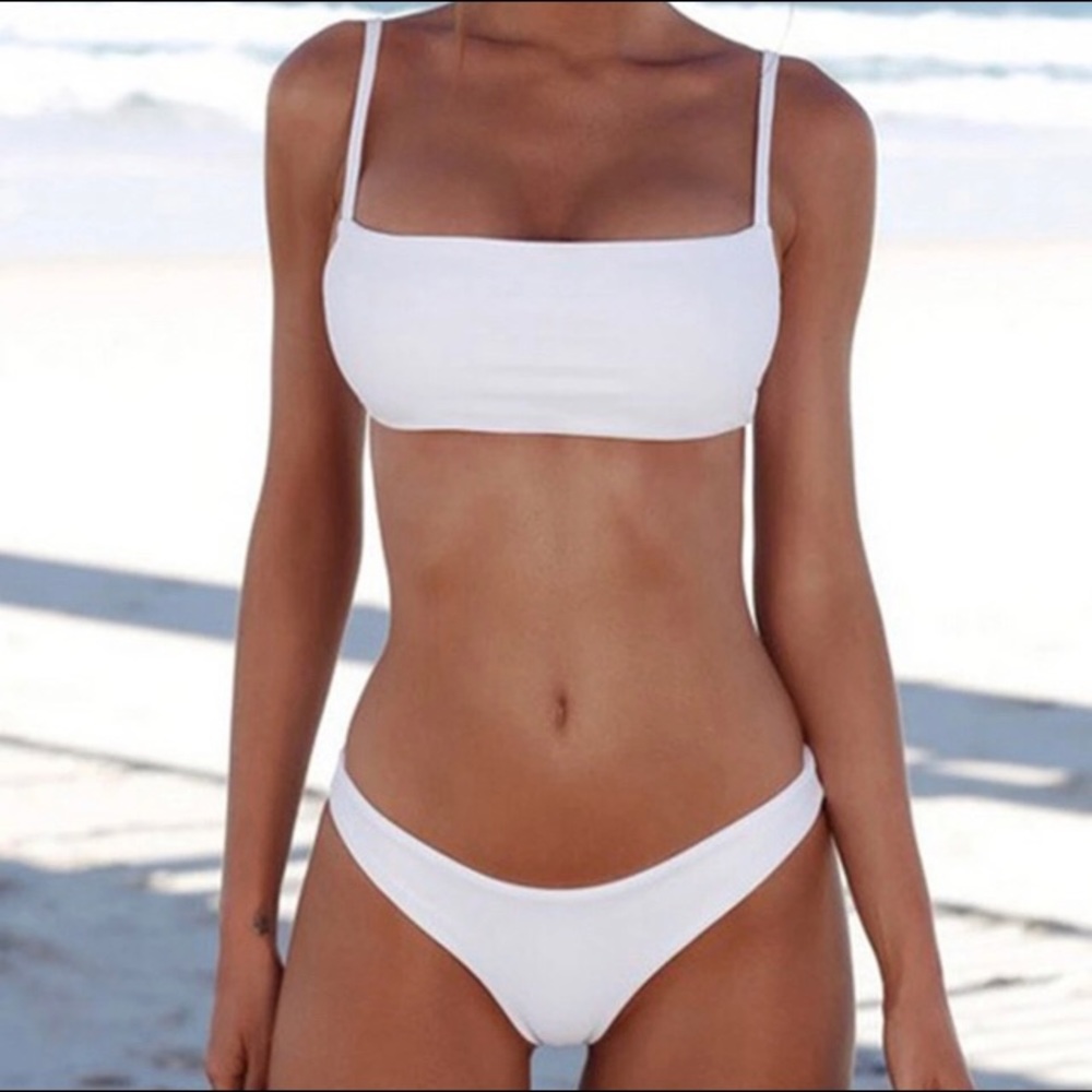 SEXY SOLID HIGH LEG BRAZILIAN BIKINI SWIMSUIT - Picture 2 of 5